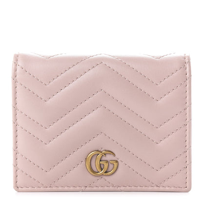 Gucci Calfskin Matelasse GG Marmont Card Case Perfect Pink 1 of 10