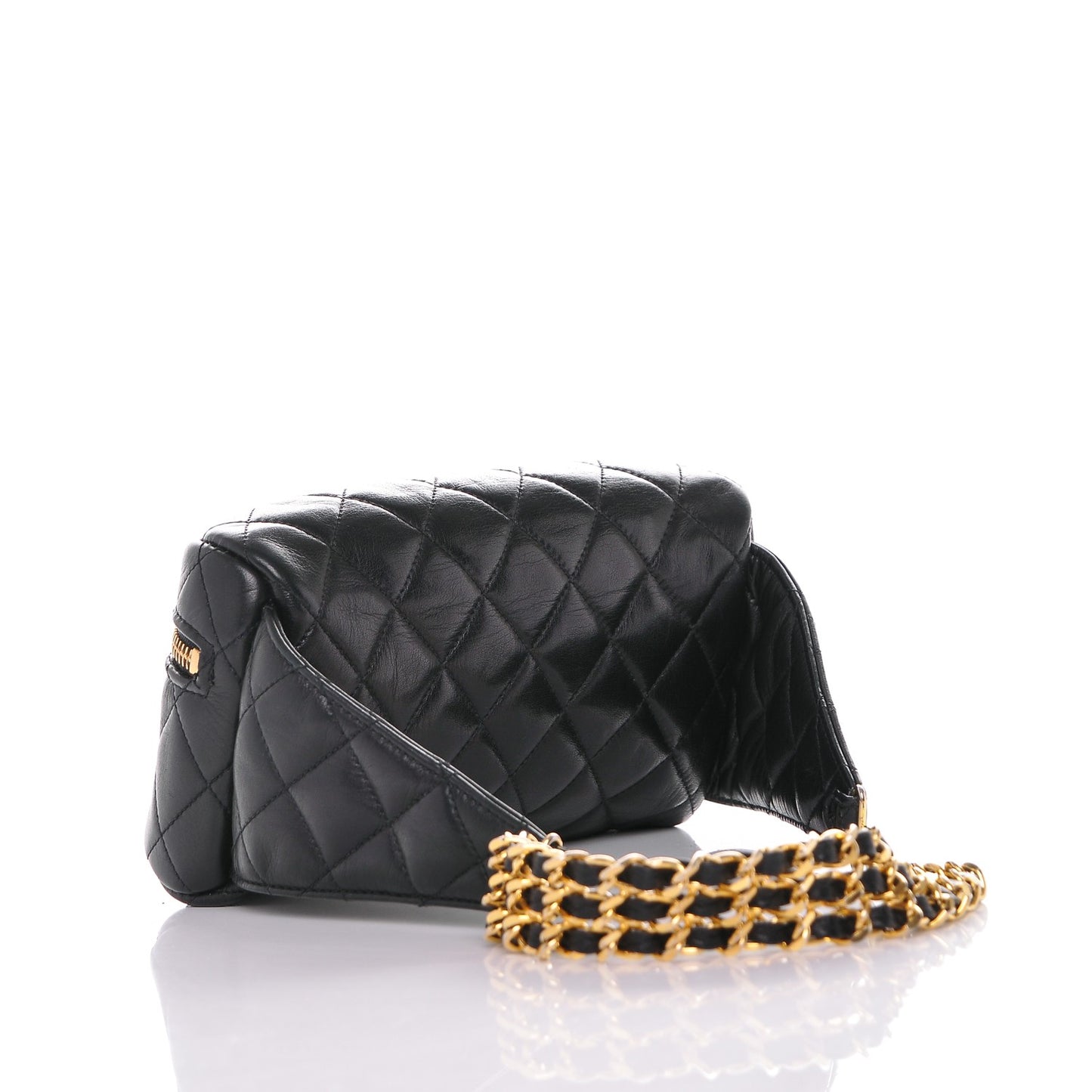 Lambskin Quilted Belt Bag Black