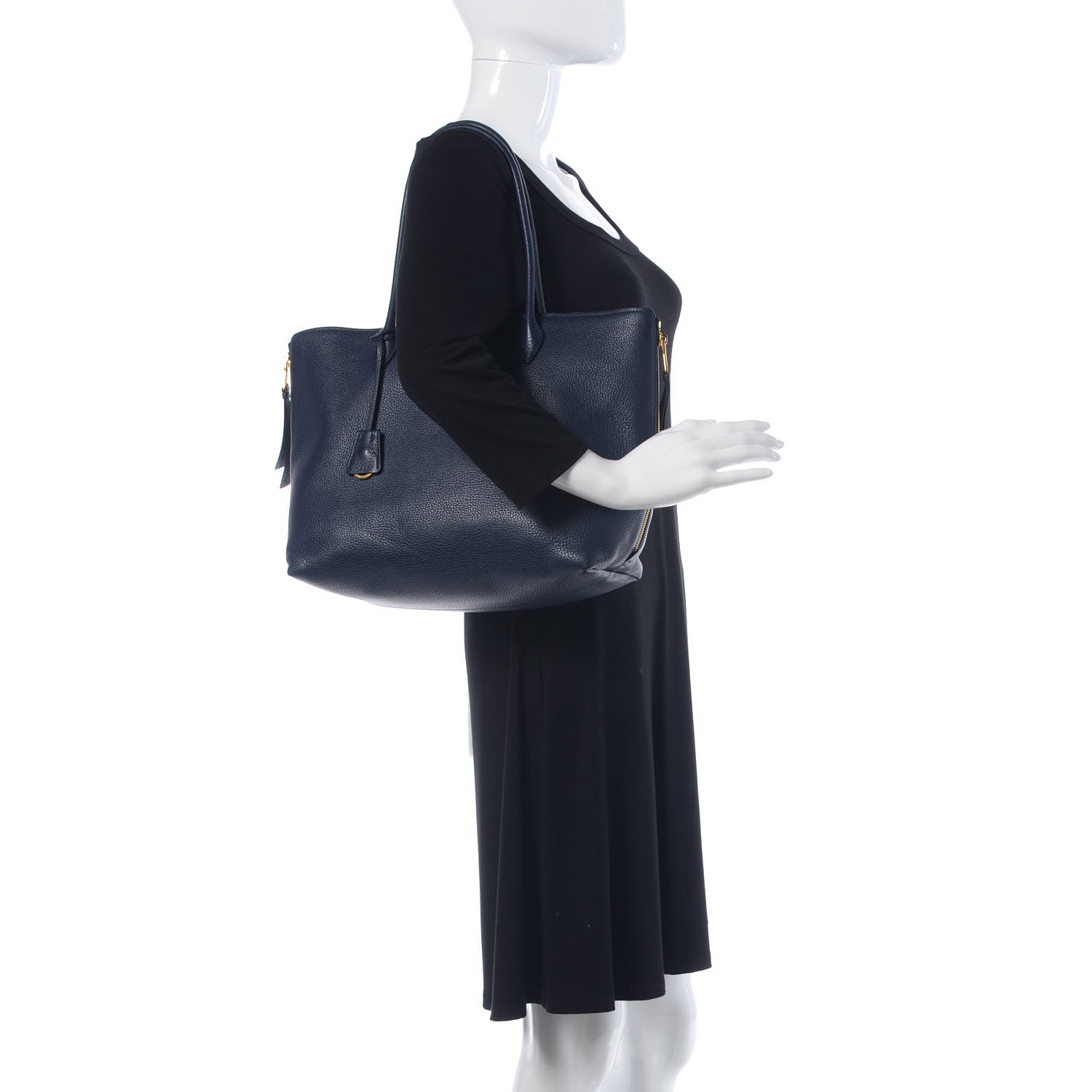 Prada Vitello Daino Side Zip Tote Baltico 2 of 13