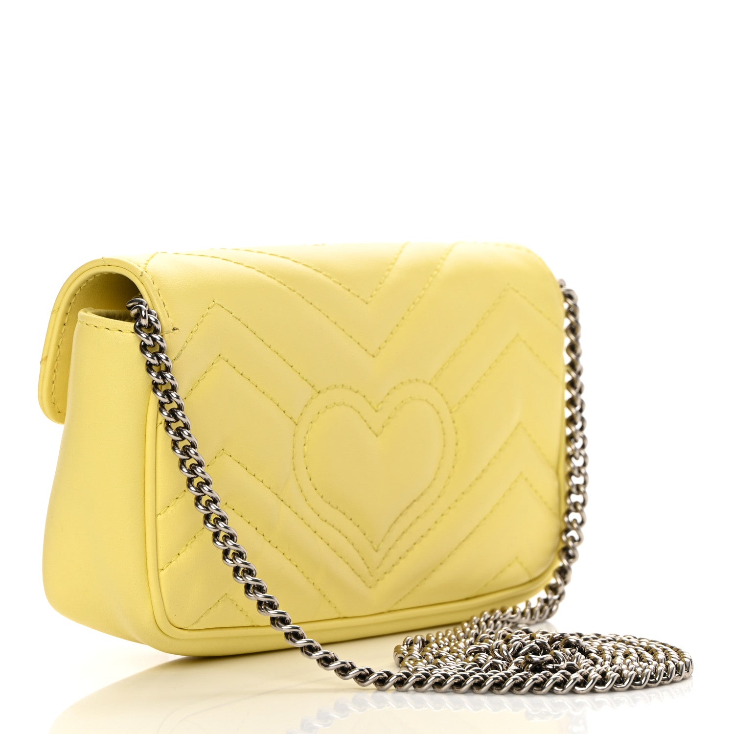 Gucci Calfskin Matelasse Super Mini GG Marmont Shoulder Bag Banana 3 of 18