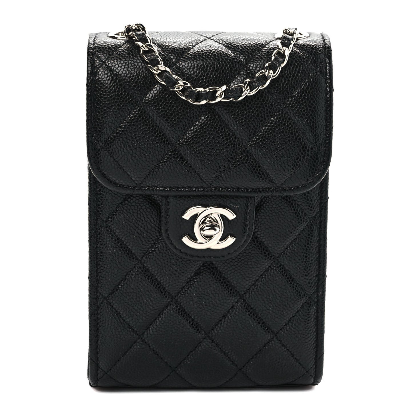 Caviar Quilted Classic Phone Holder Black