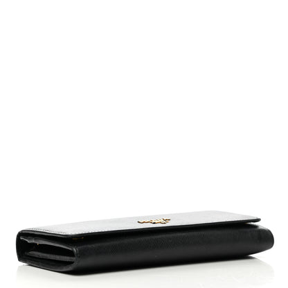 Prada Saffiano Metal Continental Flap Wallet Black 5 of 13