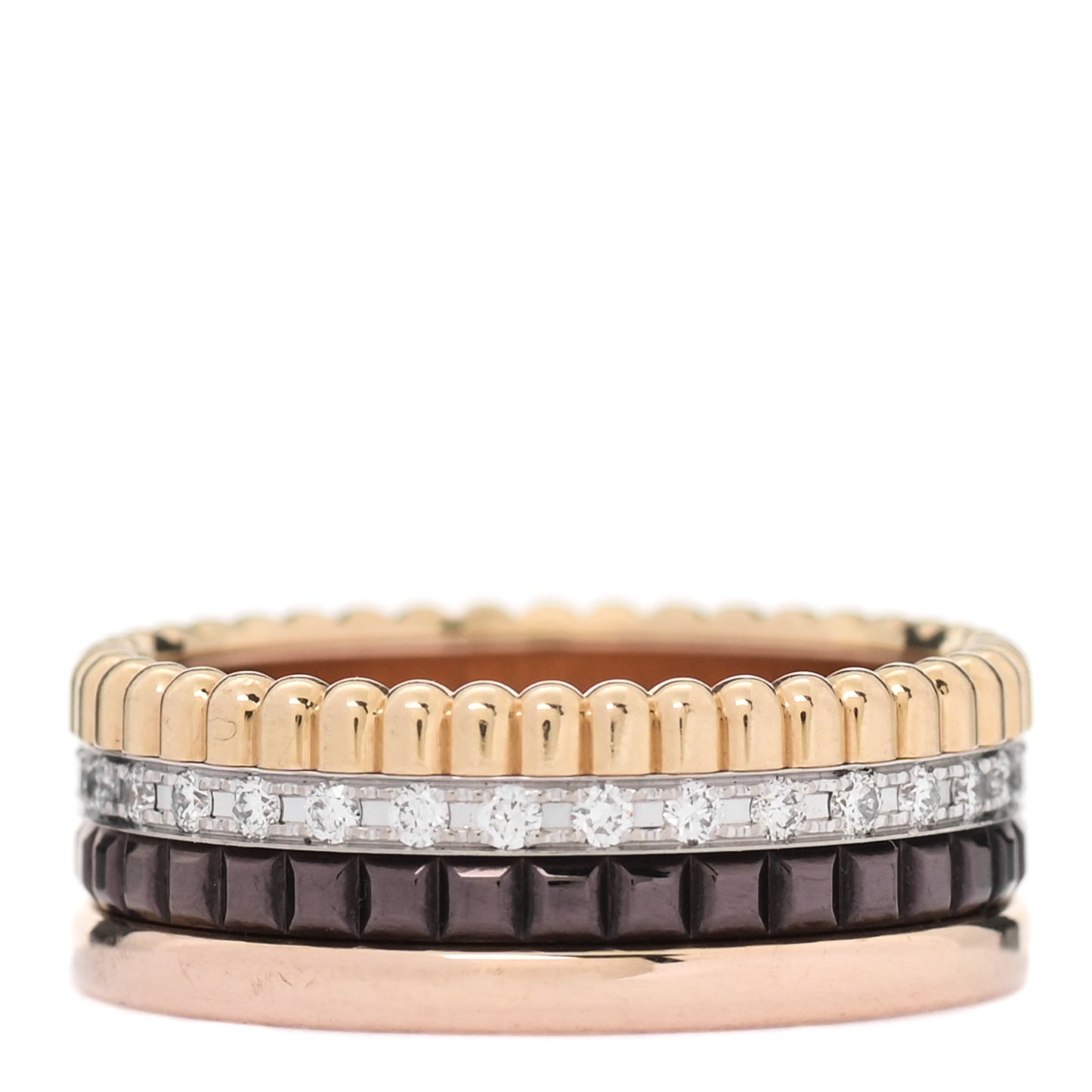 18K Pink Yellow White Gold PVD Diamond Small Quatre Classique Ring 49 5