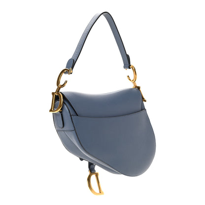 Christian Dior Grained Calfskin Saddle Bag Denim Blue 3 of 11