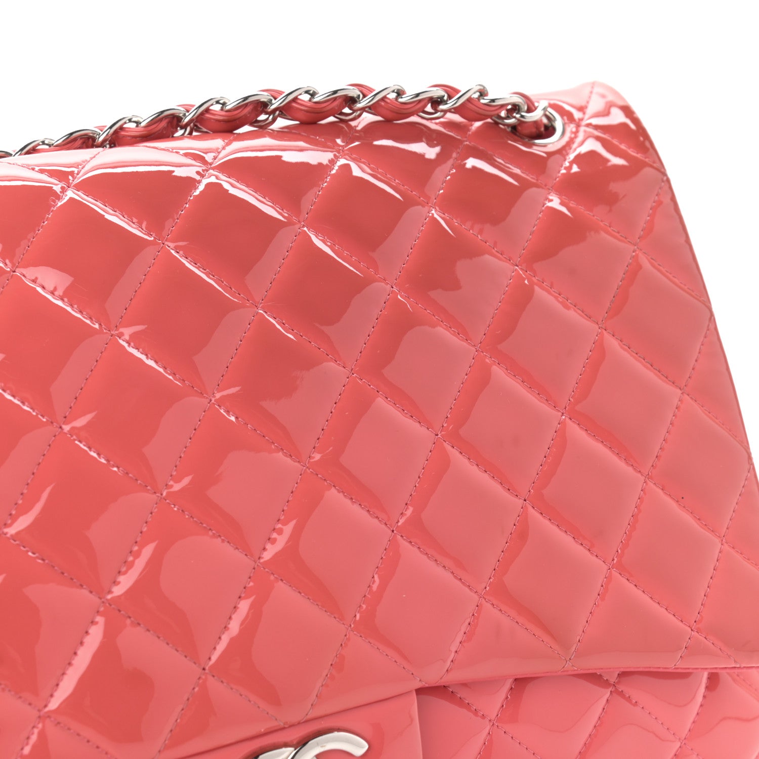 Chanel Patent Quilted Maxi Double Flap Pink 11 of 12