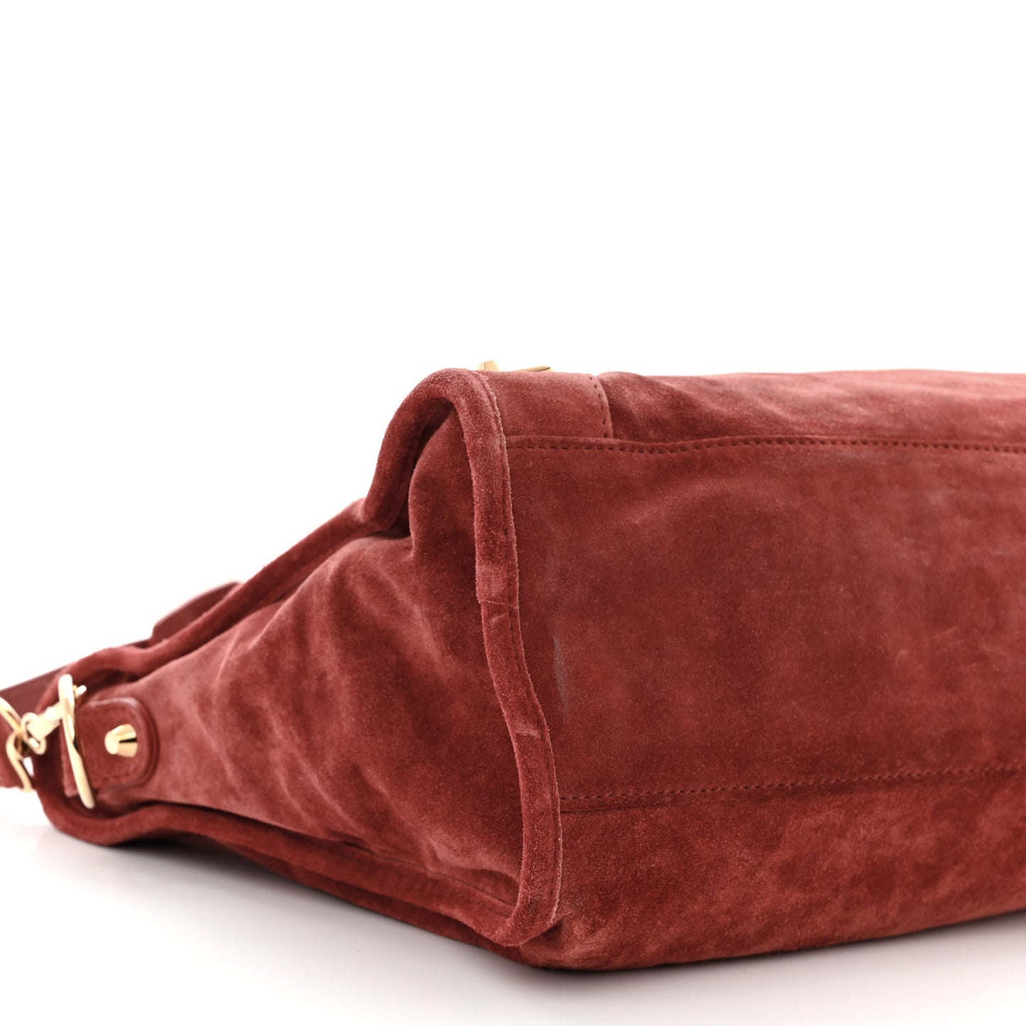 Baby Daim Suede Gold Metallic Edge Hardware City Bois De Rose Fonce