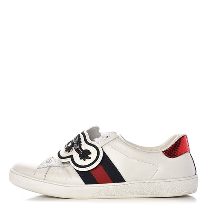 Gucci Calfskin Ayers Web UFO Dragon Embroidered Mens Ace Sneakers 7 White 1 of 17