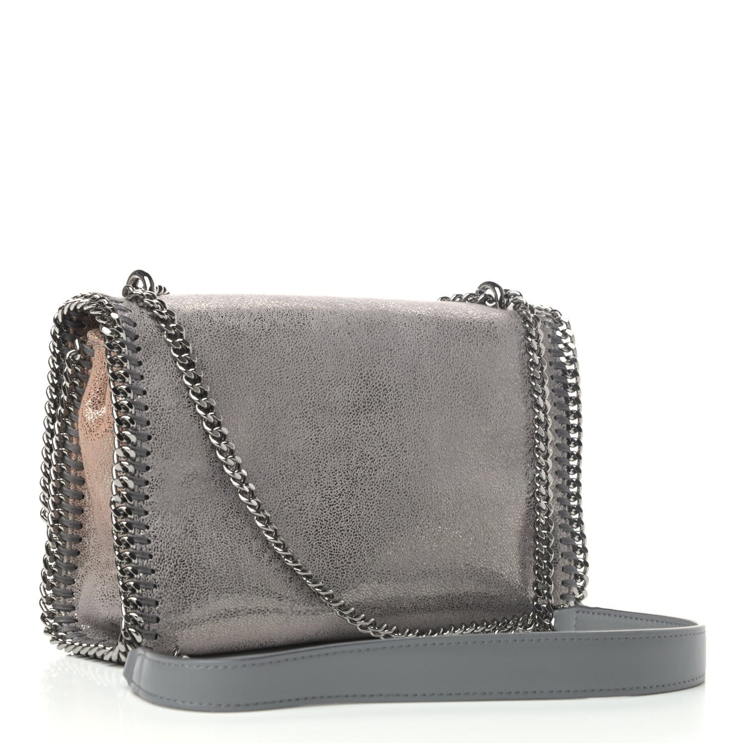 Metallic Shaggy Deer Falabella Messenger Grey Taupe