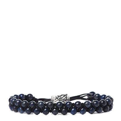 David Yurman Sterling Silver Lapis Lazuli 6mm Spiritual Beads Two-Row Bracelet 1 of 6
