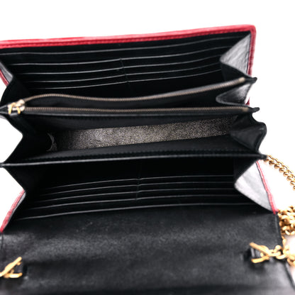 Gucci Azalea Calfskin Matelasse Diagonal Patchwork Torchon GG Marmont Chain Wallet Black Beige Romantic Cerise 5 of 14