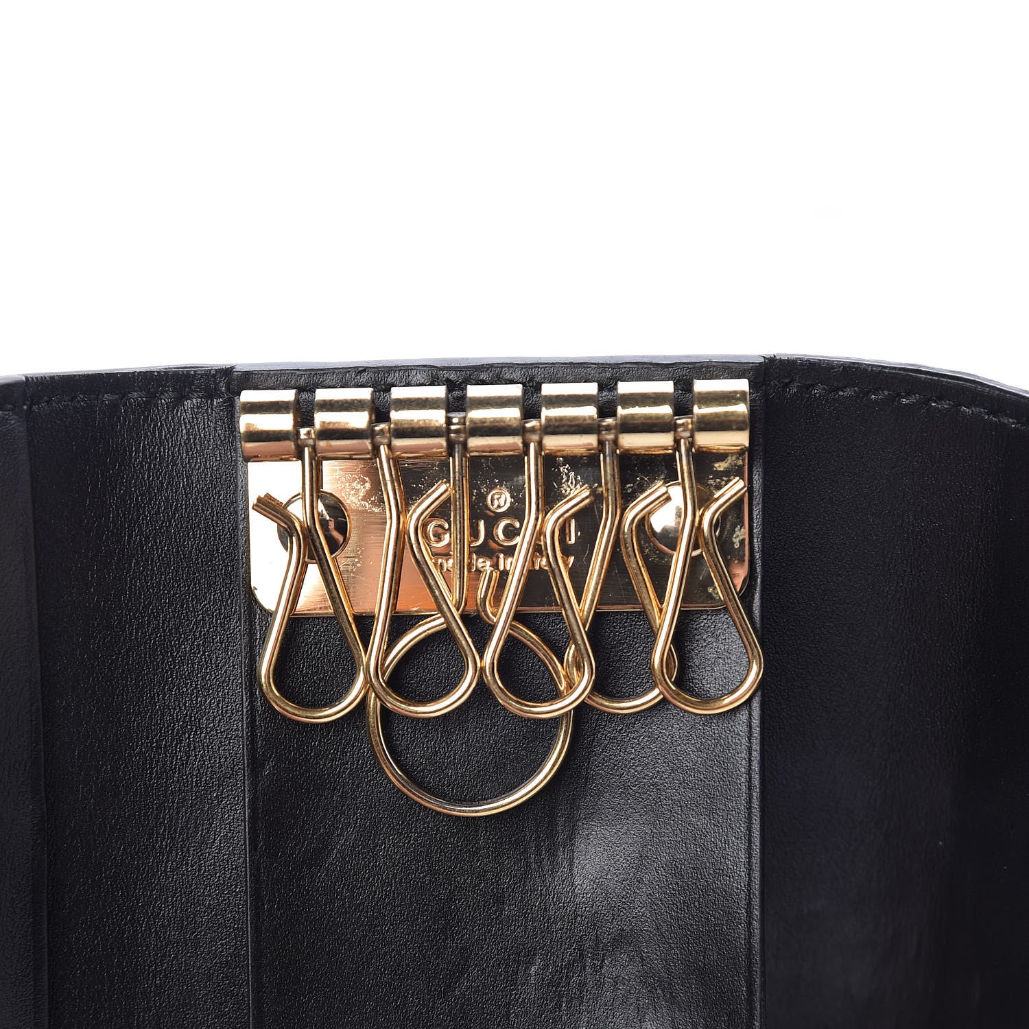 Gucci Guccissima Icon Signature 6 Key Holder Case Black 19 of 20