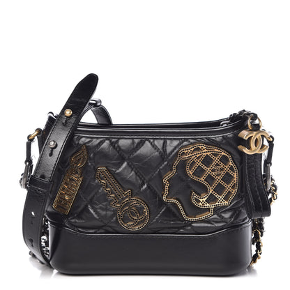 Chanel Aged Calfskin Quilted Charms Small Gabrielle Hobo Black 1 of 10