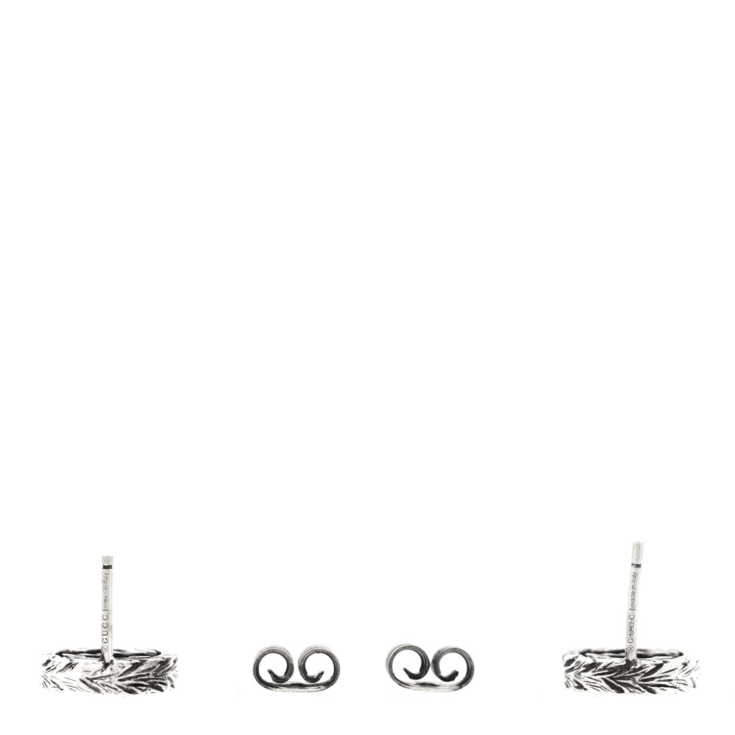 Sterling Silver Textured Interlocking G Stud Earrings
