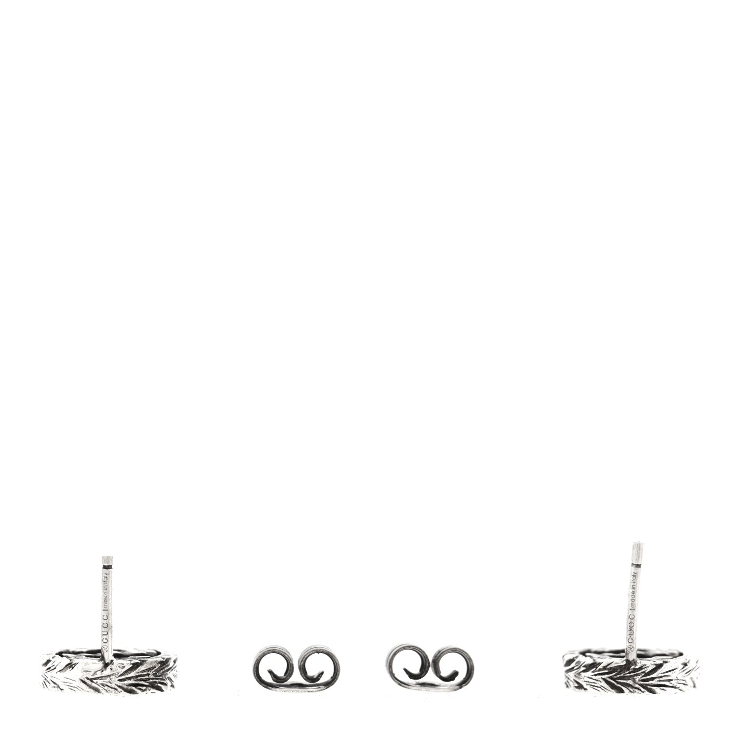 Gucci Sterling Silver Textured Interlocking G Stud Earrings 3 of 4