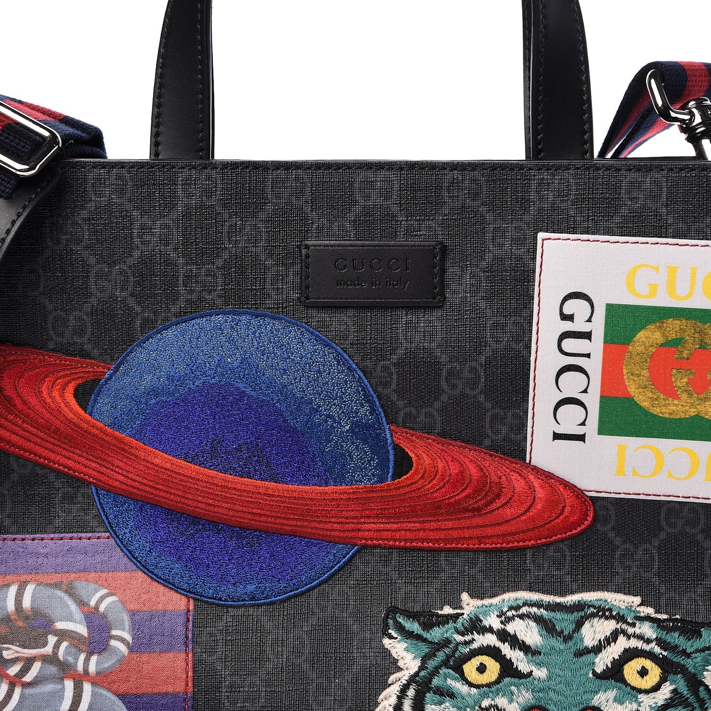 GG Supreme Monogram Night Courrier Vertical Tote Black Multicolor