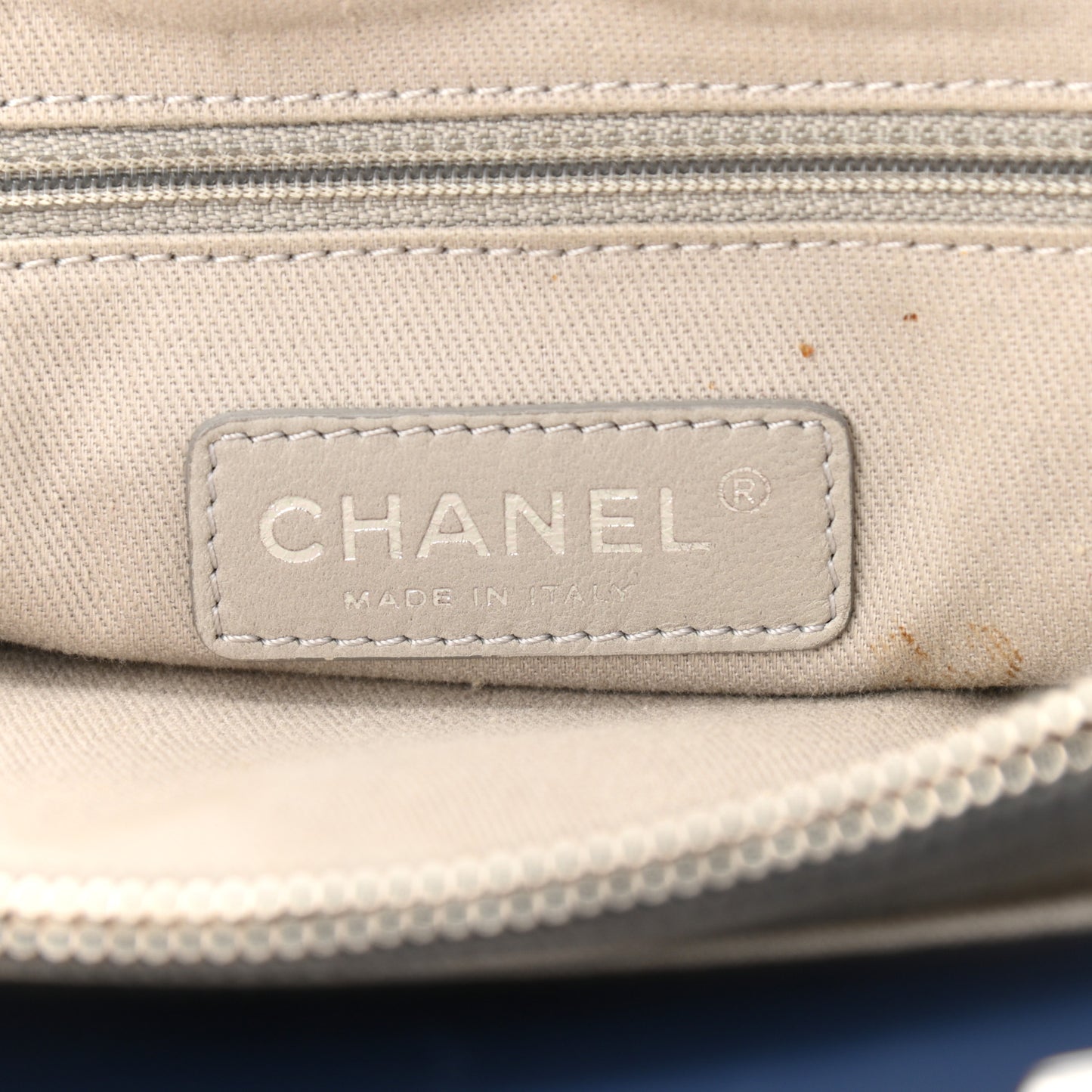 Aged Calfskin Quilted Be CC Tote Blue