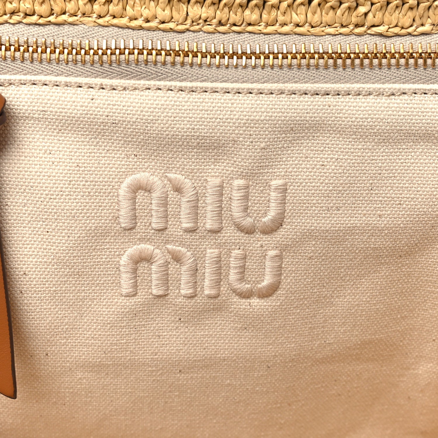 Miu Miu Raffia Crochet Woven Tote Bag Beige 6 of 10