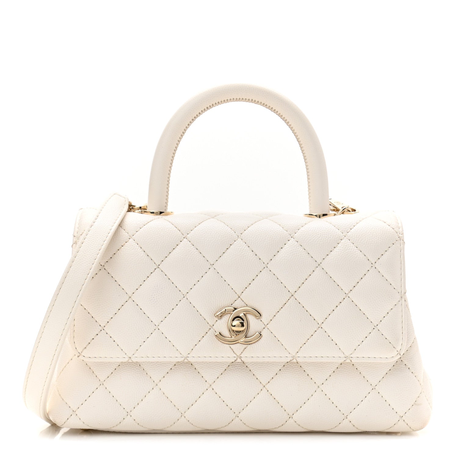 Chanel Caviar Quilted Mini Coco Handle Flap White 1 of 13