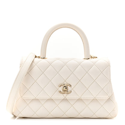 Chanel Caviar Quilted Mini Coco Handle Flap White 1 of 13
