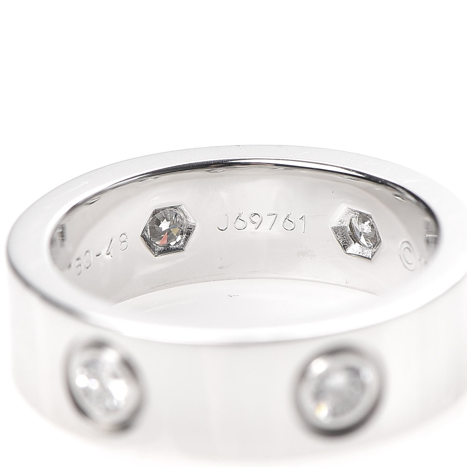 Cartier 18K White Gold 6 Diamond 5.5mm LOVE Ring 48 4.5 6 of 8