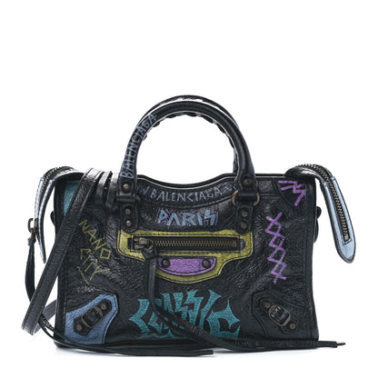 Balenciaga Agneau Graffiti Classic Hardware Nano City Black Multicolor 3 of 12