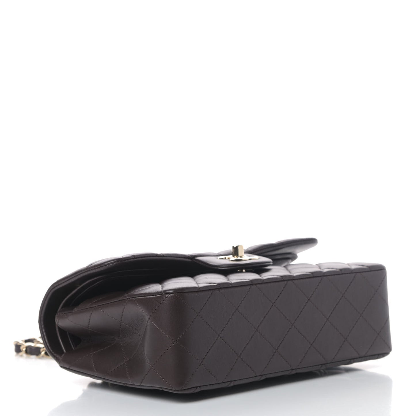 Lambskin Quilted Small Double Flap Dark Brown
