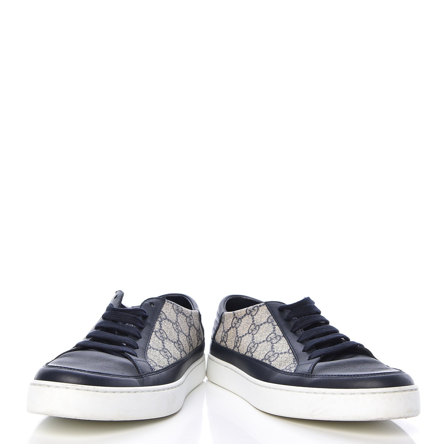 Gucci GG Supreme Monogram Calfskin Mens Low Top Sneakers 6 Blue Beige 6 of 14