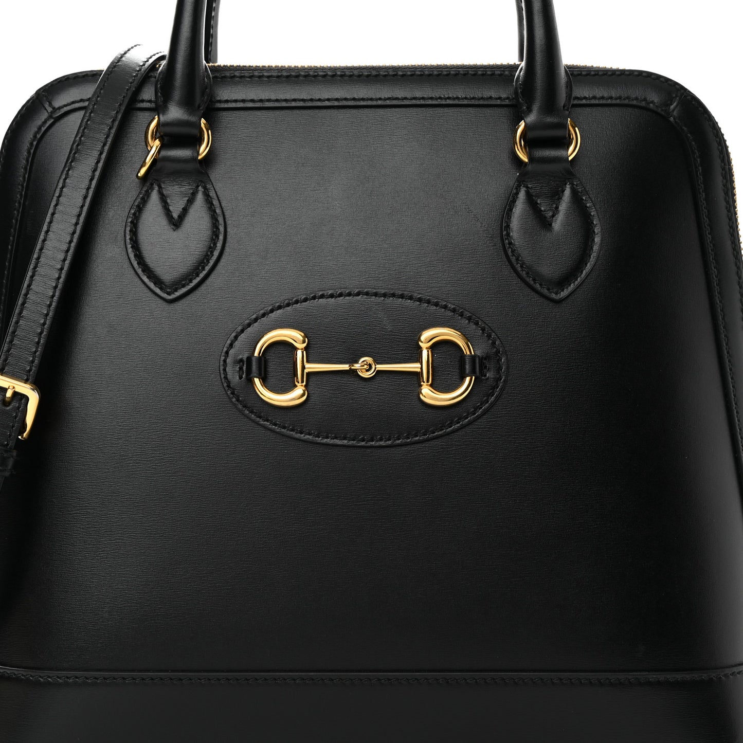 Boarded Plutone Calfskin Horsebit 1955 Top Handle Bag Black