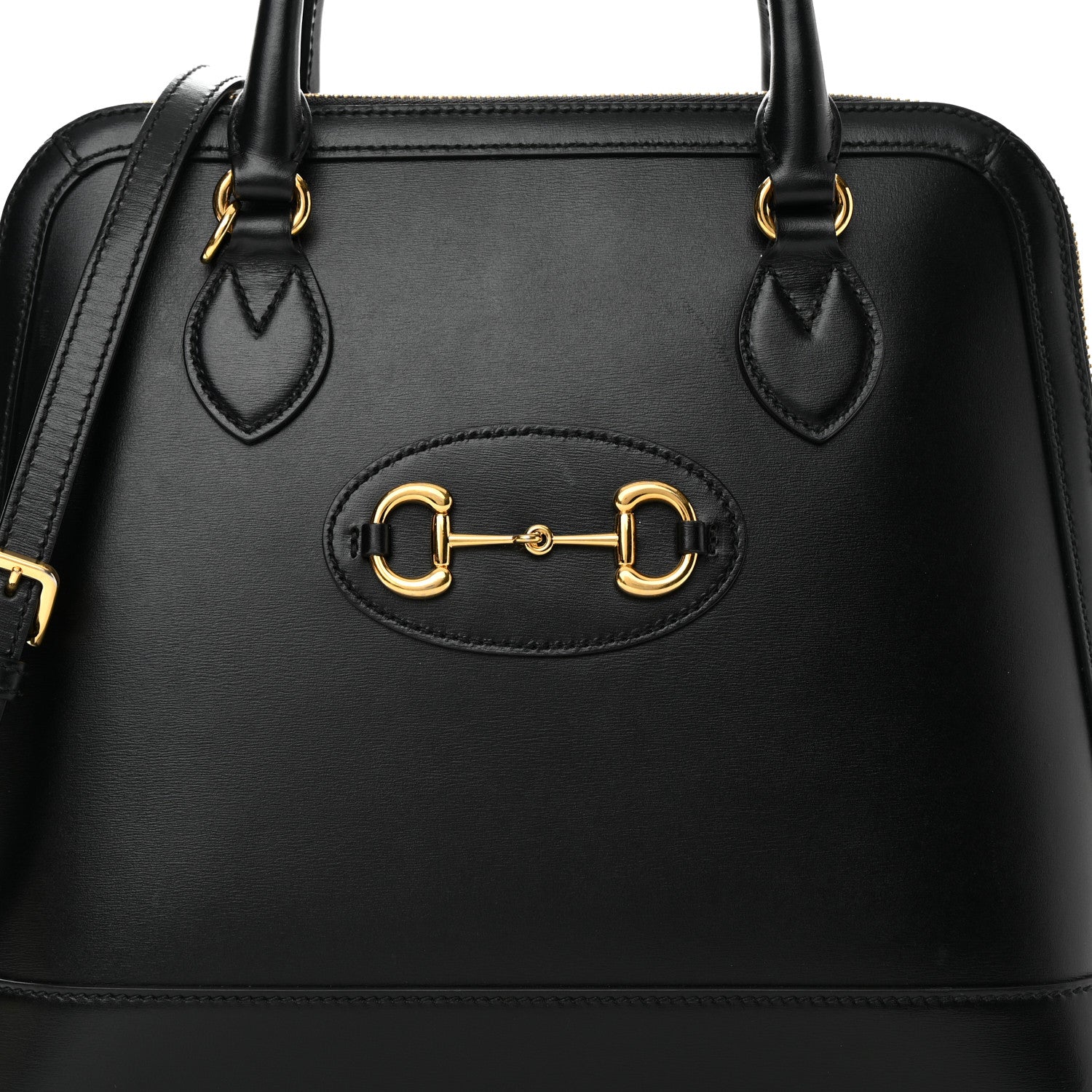 Gucci Boarded Plutone Calfskin Horsebit 1955 Top Handle Bag Black 9 of 15