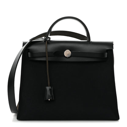 Hermes Military Toile Vache Hunter Herbag Zip PM 31 Black 1 of 12