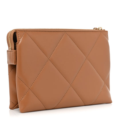 Chanel Shiny Goatskin Quilted Small Chanel 19 Pouch With Handle Brown 3 of 9