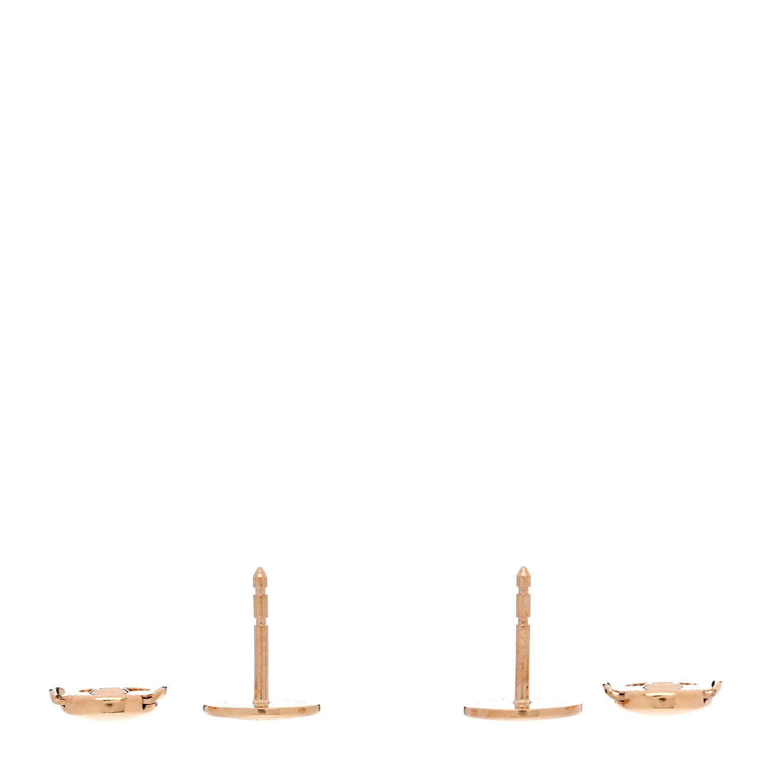 Hermes 18K Rose Gold TPM Ex-Libris Stud Earrings 3 of 5