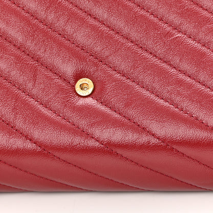 Gucci Azalea Calfskin Enamel Matelasse Diagonal Torchon GG Marmont Chain Wallet New Cherry Red Wild Rose 13 of 14