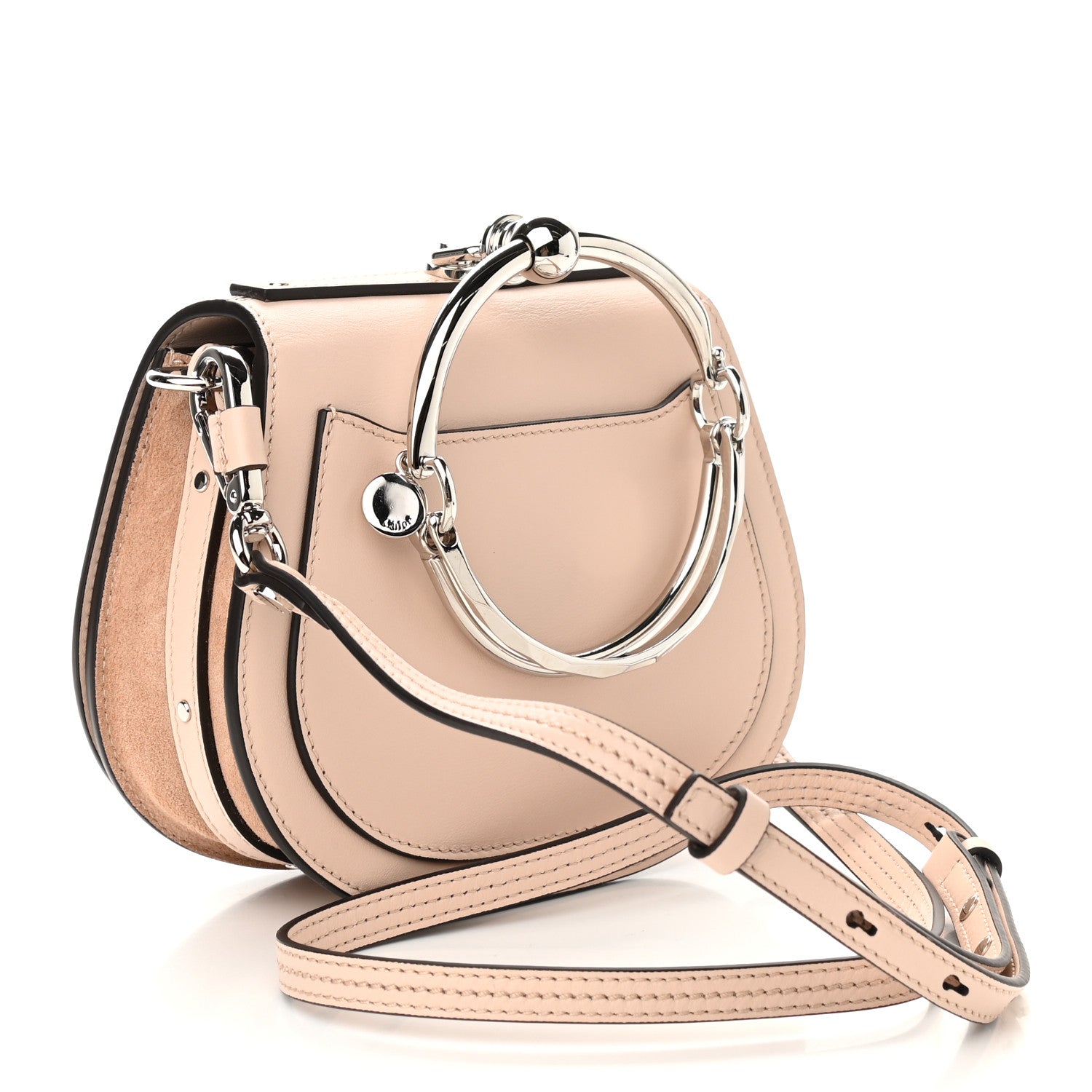 Chloe Calfskin Crystal Embellished Small Nile Bracelet Bag Cement Pink 3 of 8