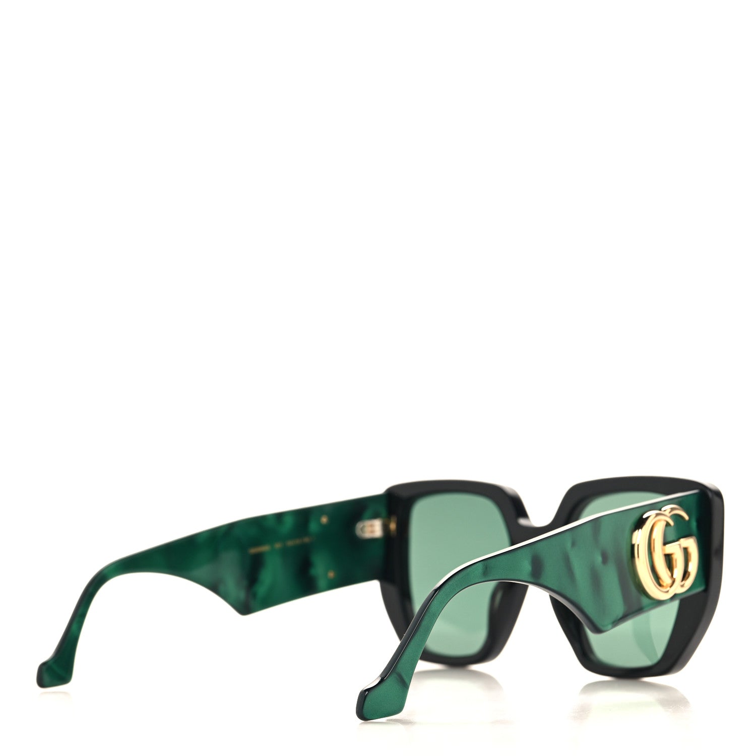 Gucci Acetate Square Frame Sunglasses GG0956S Green Black 4 of 7