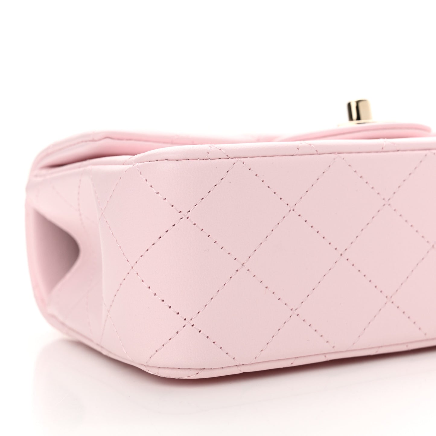Lambskin Quilted Mini Top Handle Rectangular Flap Light Pink