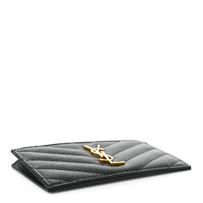 Saint Laurent Monogram Grain de Poudre 5 Fragments Zip Pouch Card Holder Black 4 of 8