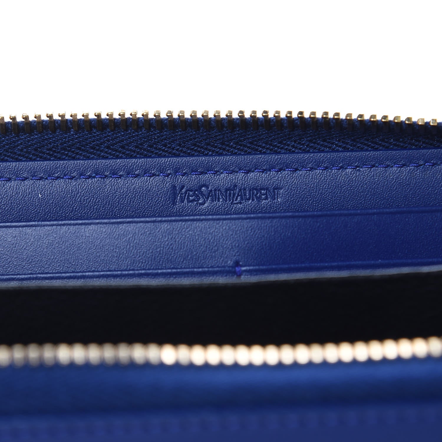 Saint Laurent Patent Calfskin Belle De Jour Zip Around Wallet Royal Blue 6 of 7