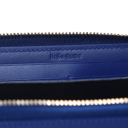 Saint Laurent Patent Calfskin Belle De Jour Zip Around Wallet Royal Blue 6 of 7