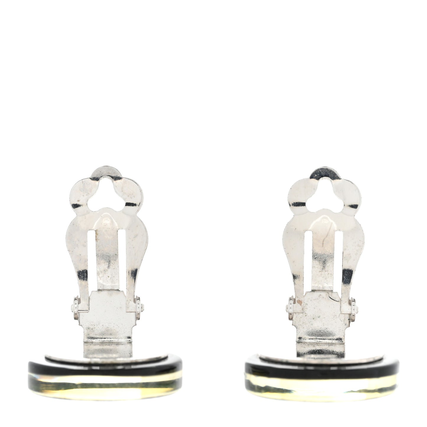 Resin Crystal CC Clip On Earrings Black