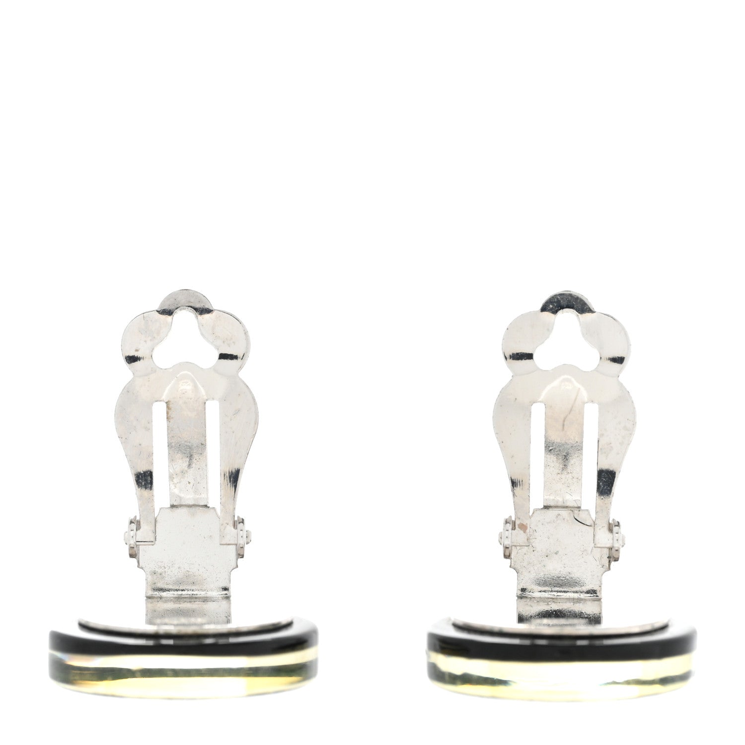 Chanel Resin Crystal CC Clip On Earrings Black 3 of 5