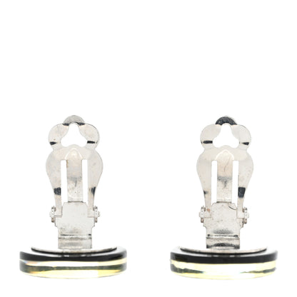 Chanel Resin Crystal CC Clip On Earrings Black 3 of 5