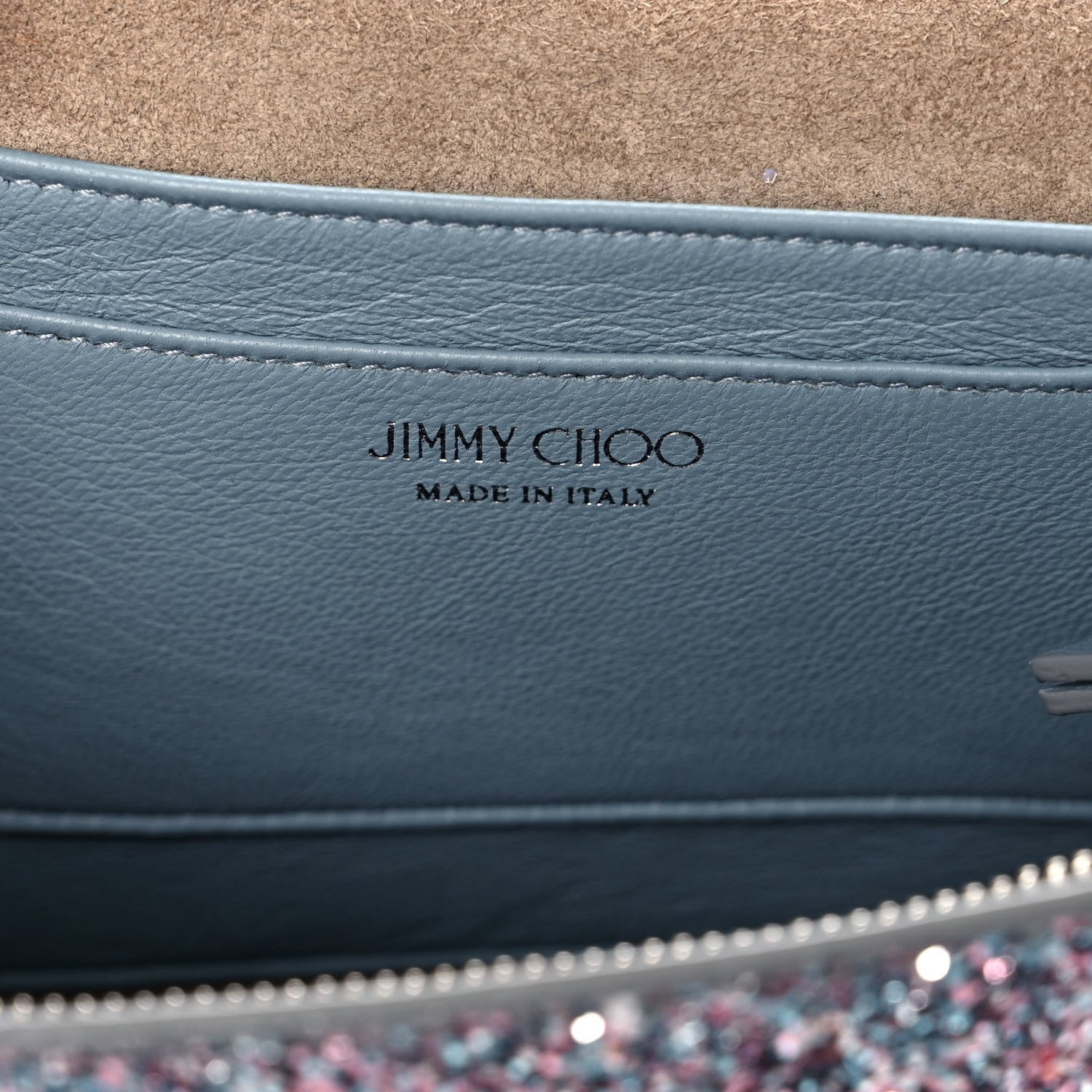 Jimmy Choo Glitter Florence Wallet on Chain Bubblegum Mix 6 of 9