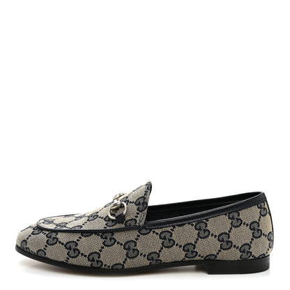 Gucci Monogram Malaga Kid Horsebit Womens Jordaan Loafers 36 Beige Blue 36 Beige Blue 1 of 9