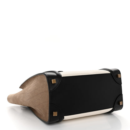 Celine Bullhide Calfskin Nubuck Micro Tri-Color Luggage White Khaki 4 of 10