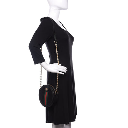 Gucci Suede Patent Web Mini Ophidia Round Shoulder Bag Black 2 of 10