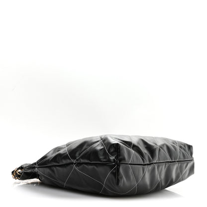 Chanel Shiny Calfskin Stitched Chanel 22 Black White 5 of 12