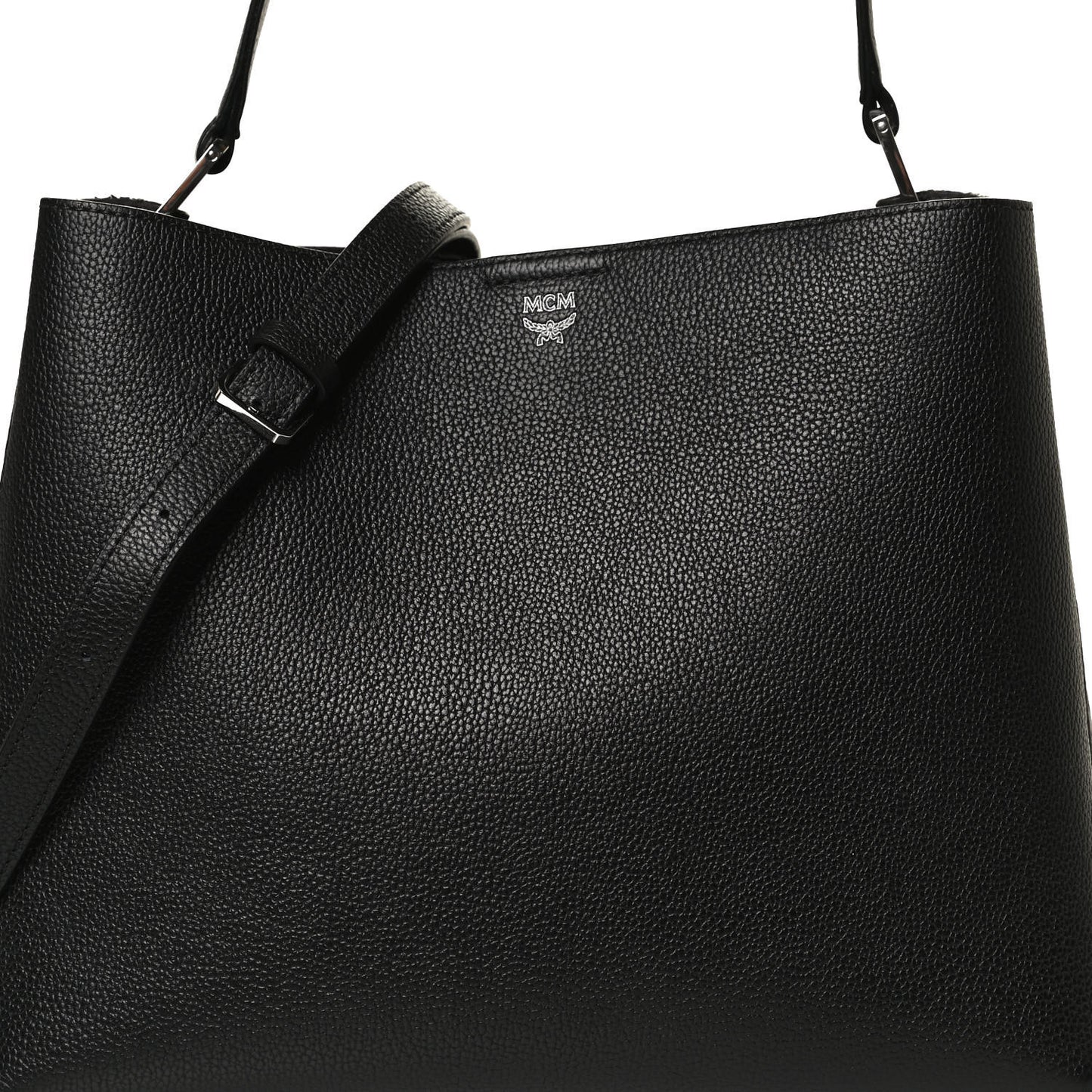 Grained Calfskin Visetos Medium Sarah Hobo Black