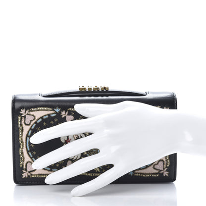 Christian Dior Lambskin Embroidered Tarot Pouch Clutch Black 2 of 9