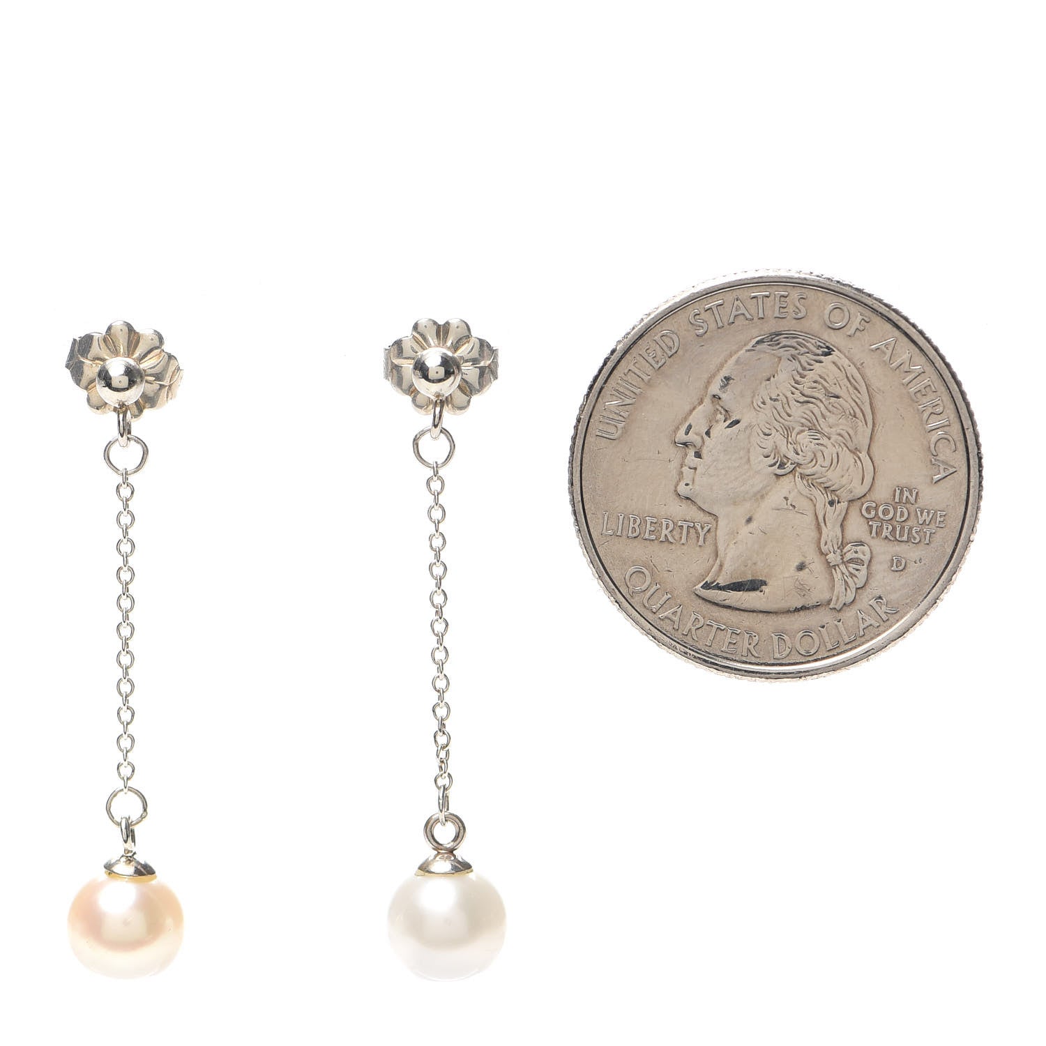 Tiffany Sterling Silver Pearl Ziegfeld Drop Earrings 2 of 5